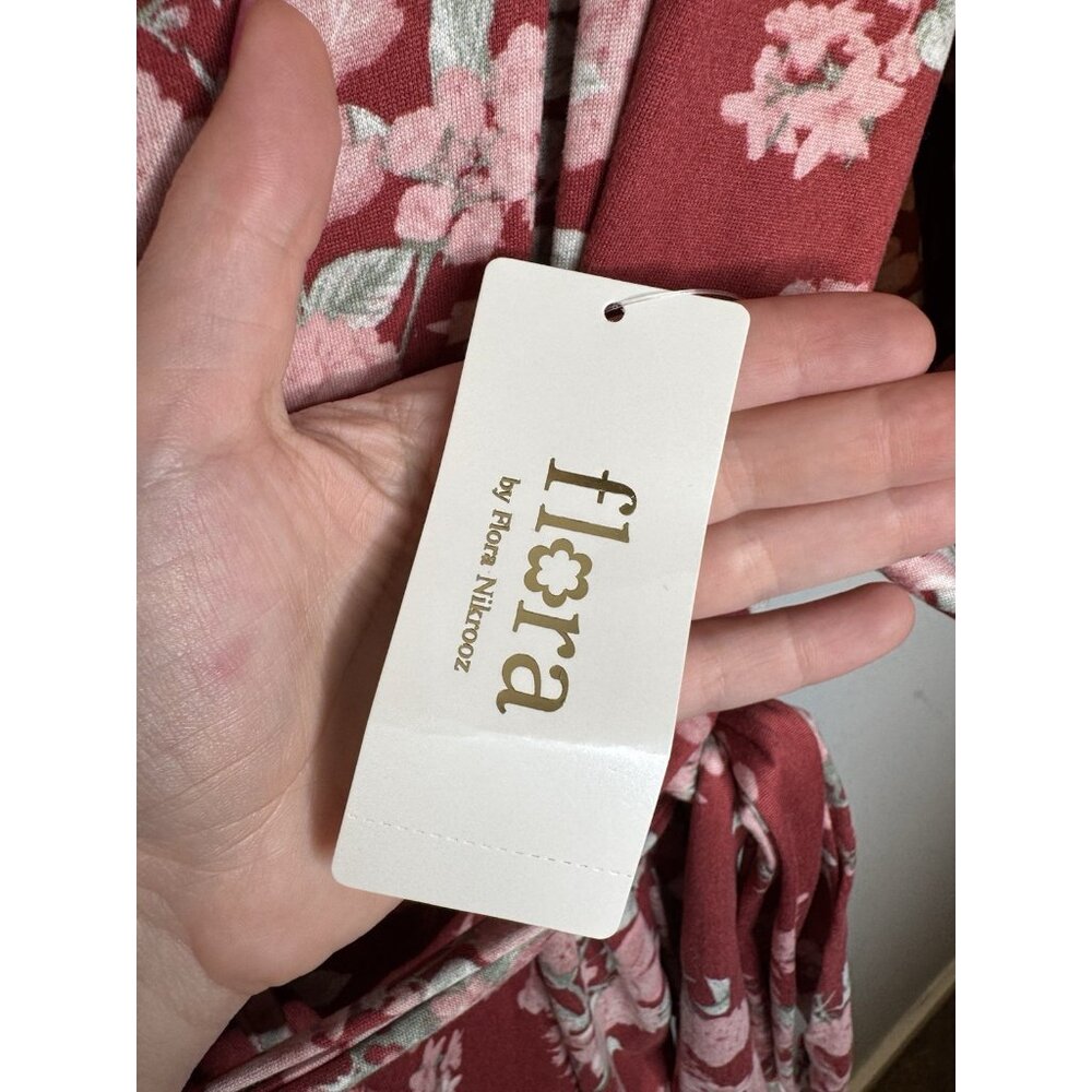 New Flora Large Floral Robe Red - Picture 4 of 5